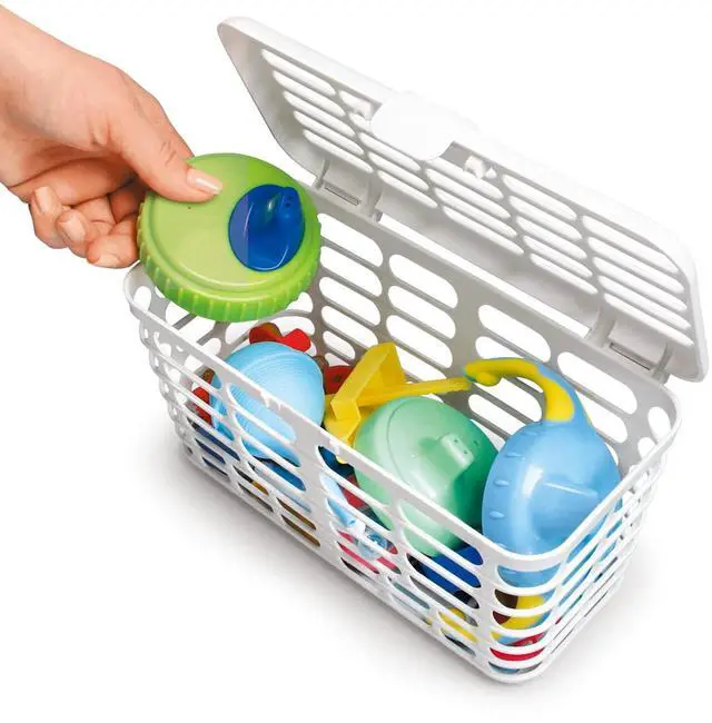 Main image of Made in USA High Capacity Dishwasher Basket for Toddler Items - Storage Basket For Toddler Bottle Parts and Accessories, 100% Recycled BPA Free Plastic Dishwasher Basket