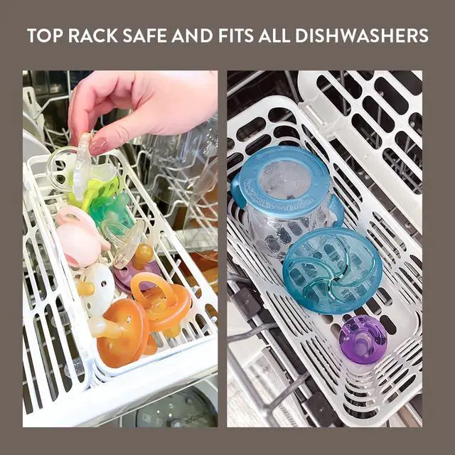 Alt view image 4 of 4 - Made in USA High Capacity Dishwasher Basket for Toddler Items - Storage Basket For Toddler Bottle Parts and Accessories, 100% Recycled BPA Free Plastic Dishwasher Basket