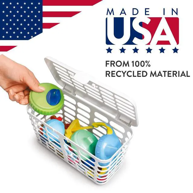 Alt view image 3 of 4 - Made in USA High Capacity Dishwasher Basket for Toddler Items - Storage Basket For Toddler Bottle Parts and Accessories, 100% Recycled BPA Free Plastic Dishwasher Basket