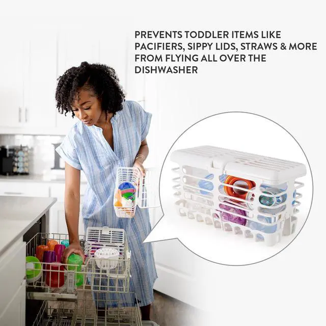 Alt view image 2 of 4 - Made in USA High Capacity Dishwasher Basket for Toddler Items - Storage Basket For Toddler Bottle Parts and Accessories, 100% Recycled BPA Free Plastic Dishwasher Basket