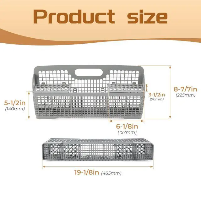 Alt view image 2 of 7 - WP8531233 8531233 Universal Dishwasher Silverware Basket Compatible with Whirlpool Kenmore Dishwasher Accessory AP6012898 PS11746119 WP8531233VP Replacement Utensil Rack Basket Gray