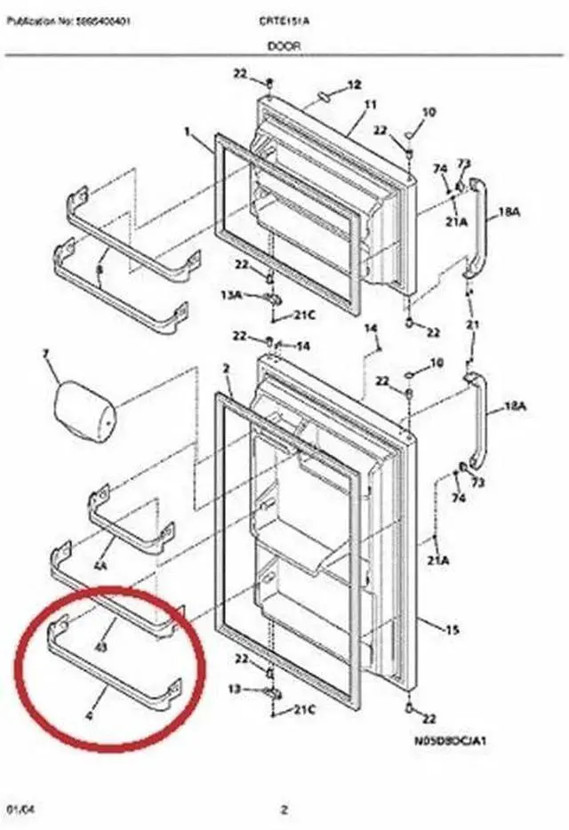 Alt view image 3 of 6 - 240535101 White Bottom Door Rack - for Frigidaire Refrigerator Door shelves - Fridge door condiments beverages organizer - Refrigerator door bin replacement - Fridge plastic shelves bin - W 21-1/2 in