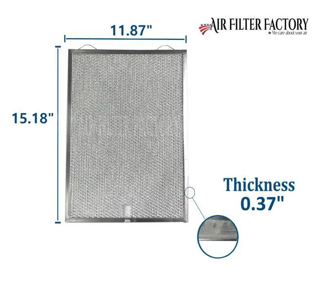 Alt view image 3 of 6 - 11-7/8 X 15-3/16 X 3/8 Inches Range Hood Aluminum Mesh Grease Stove Vent Filter 2-Pack