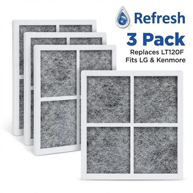 Alt view image 6 of 7 - Refresh Refrigerator Air Filter Replacement for LG LT120F, 3-Pack | R-9918 replaces LG LT120F, ADQ73214402, ADQ73214404, Kenmore 46-9918; fits LG refrigerators; Activated Carbon Air Filter