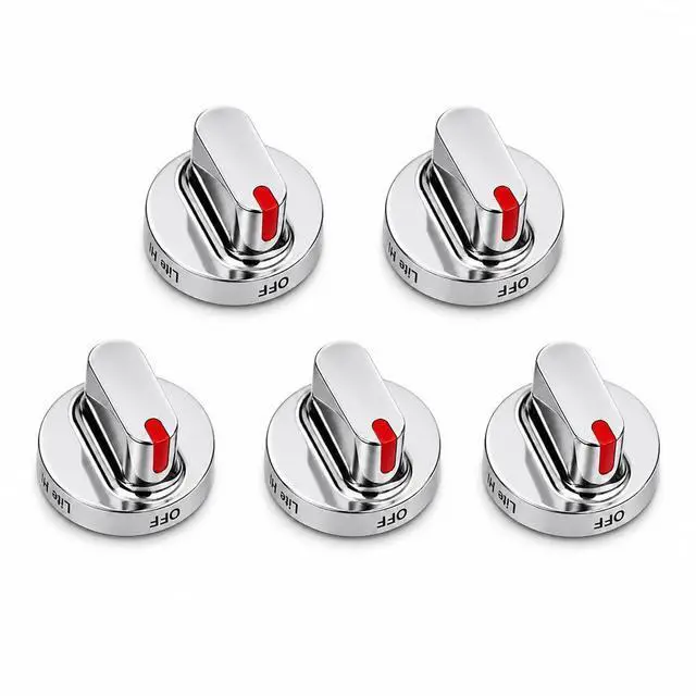 Main image of 5-Pack Burner Dial Range Knob for Samsung FX510BFGS FX510BGS FX710BGS NX583G0VBSR NX58F5300SS NX58F5500SS NX58H5600SS Gas Oven Stove