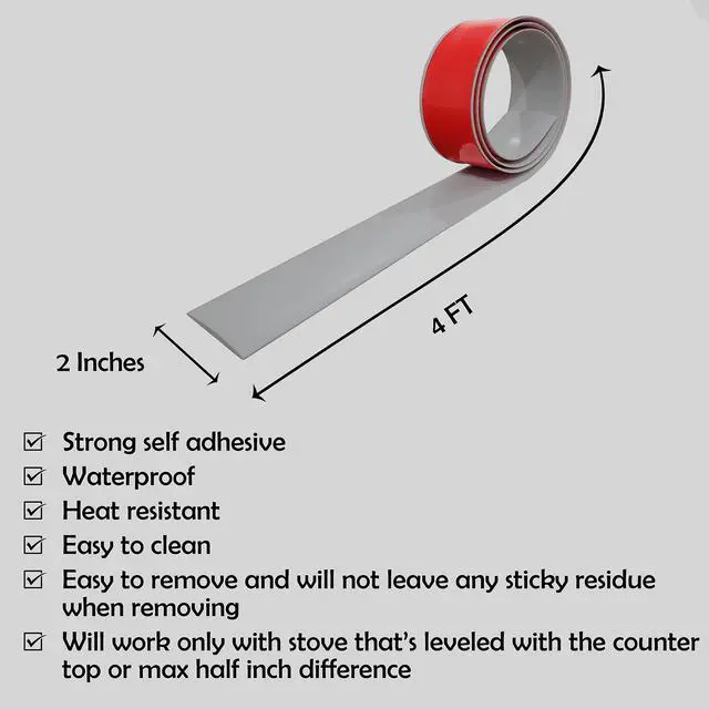 Alt view image 4 of 6 - Kitchen Stove Gap Covers, Self-Adhesive Stove Counter Gap Cover for Oven, Stovetops & Counters | Flexible Stove Space Fillers & Easy to Clean (48 Inches, Grey)