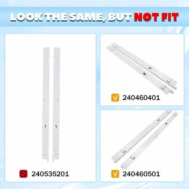 Alt view image 5 of 7 - 240530601 (Left) 240530701 (Right) Refrigerator Pan Hangers Compatible with Frigidaire Refrigerator Slide Draw Support Rail Rack Set 917557 AP2116589 917558 AP2116590 Replacement