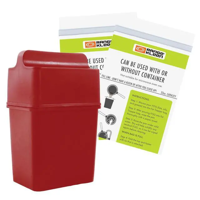 Alt view image 2 of 4 - Grease Container Kitchen Fat Keeper System with 2 Fat Trapper Refill Bags - Kitchen Grease Container (Red)