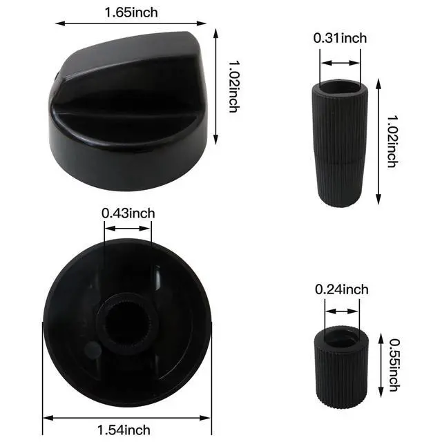 Alt view image 2 of 7 - 4x Universal Control Knobs Replacement with 12x Adapters Fit for RVs, Campers, Camping Appliances - Black