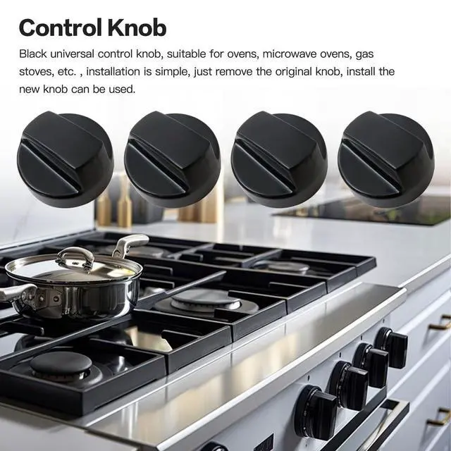 Alt view image 5 of 7 - 4x Universal Control Knobs Replacement with 12x Adapters Fit for RVs, Campers, Camping Appliances - Black