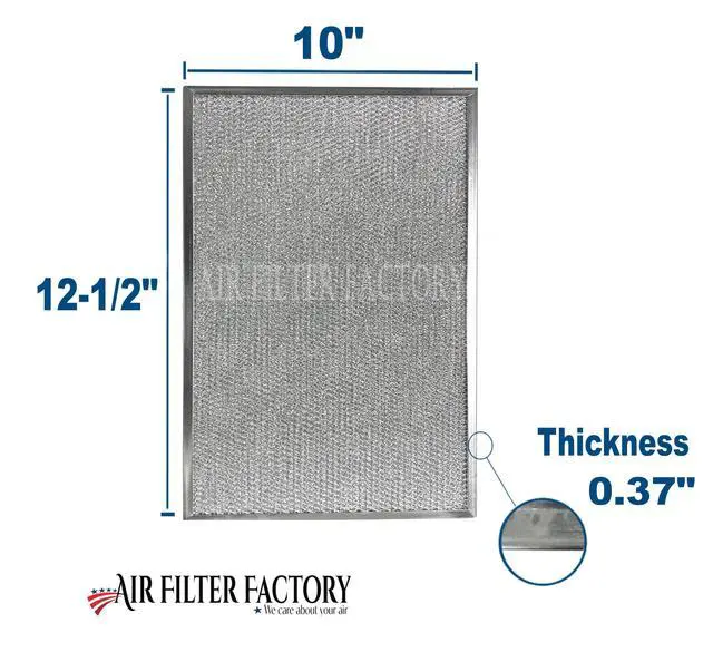 Alt view image 3 of 6 - 10 x 12-1/2 x 3/8 Inch Aluminum Range Hood Grease Filter - Washable Replacement 2-Pack for Stove Top Ventilation
