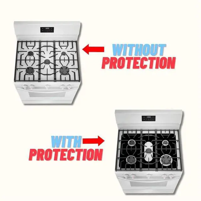 Alt view image 2 of 6 - Premium Plus Stove Protectors for Frigidaire Gas Stove Model FCRG3052BSB, Custom Cut, Easy to Clean Stove Liner, Made in the USA
