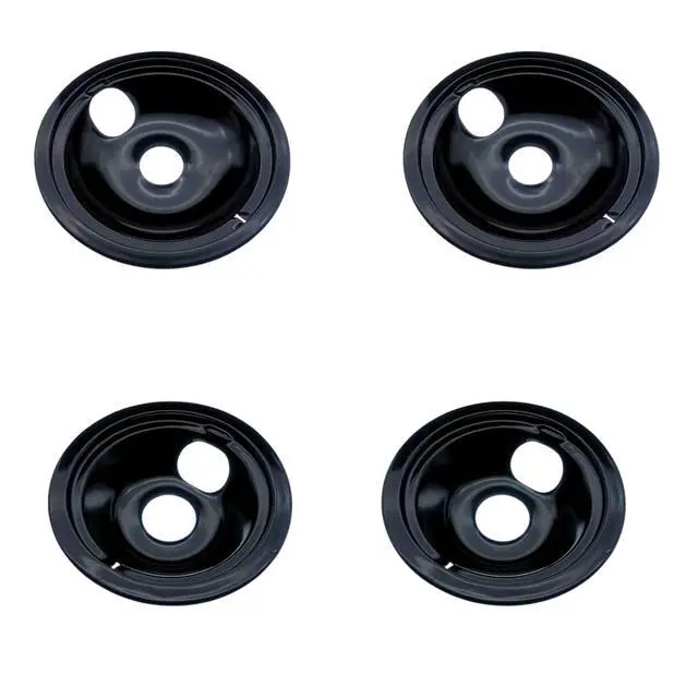 Main image of WB31M20 WB31M19 Porcelain Drip Pans for GE Hotpoint Electric Stove Black Burner Drip Pans Set of 4 Replaces WB31M0020 WB31M0019 AP2028044 Fit Models JHP63GN1, JHP63GN2, JHP63GN3AD/WH