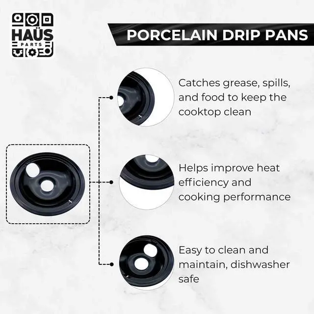 Alt view image 3 of 7 - WB31M20 WB31M19 Porcelain Drip Pans for GE Hotpoint Electric Stove Black Burner Drip Pans Set of 4 Replaces WB31M0020 WB31M0019 AP2028044 Fit Models JHP63GN1, JHP63GN2, JHP63GN3AD/WH