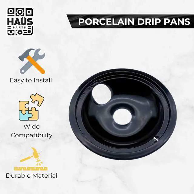 Alt view image 5 of 7 - WB31M20 WB31M19 Porcelain Drip Pans for GE Hotpoint Electric Stove Black Burner Drip Pans Set of 4 Replaces WB31M0020 WB31M0019 AP2028044 Fit Models JHP63GN1, JHP63GN2, JHP63GN3AD/WH