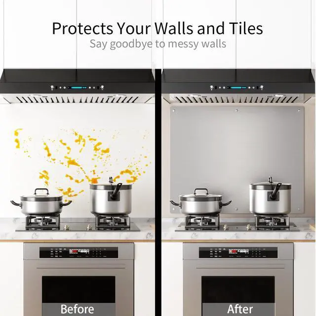 Alt view image 3 of 6 - 24x30 Inch Stainless Steel Stove Backsplash - Easy Install, Range Hood Wall Shield