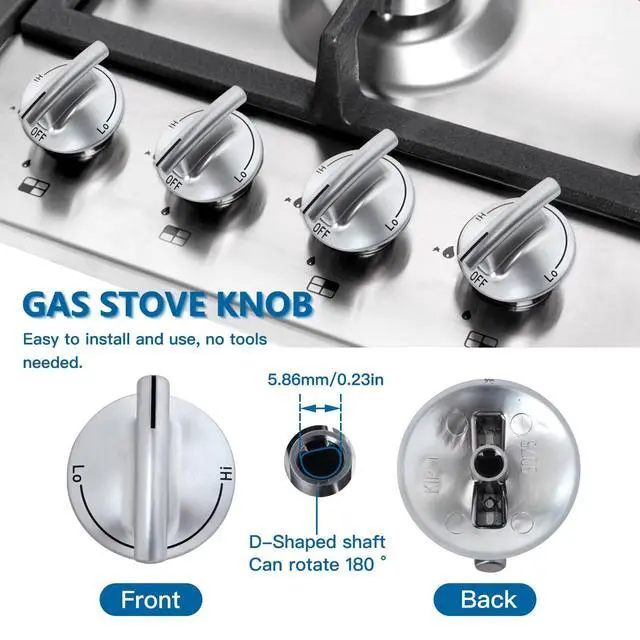 Alt view image 2 of 7 - 2025 Upgraded Gas Cooktop Knobs Compatible for Maytag/ Magic Chef/ Jenn Air Cooktop Oven Rang Knob, Fit for Model KGCD807XBL00, KGCD807XSS00 for D Style Shaft Easy to Use and Install Control Knobs