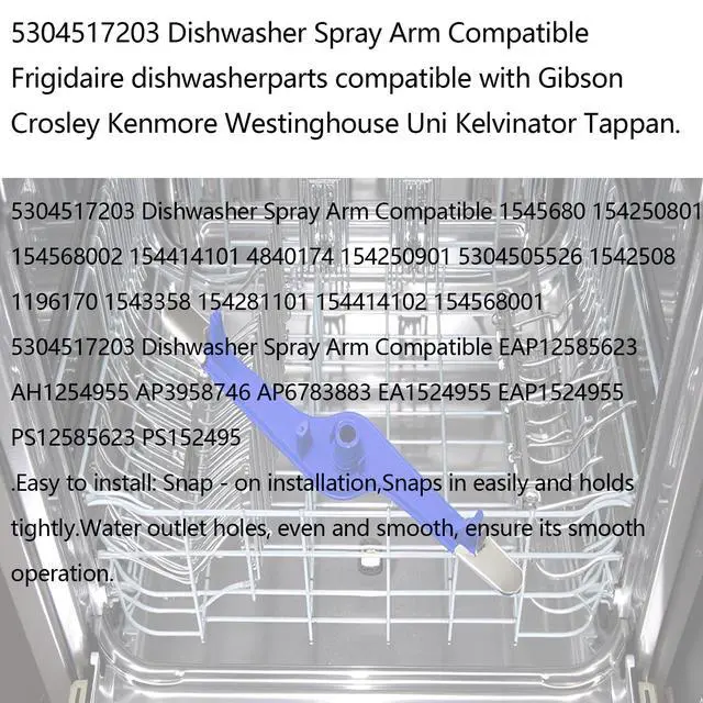 Alt view image 7 of 7 - 5304517203 Dishwasher Lower Spray Arm - Compatible with Frigidaire, Kenmore & Electrolux | Replaces 154568001, 154568002, 154414101 | High Pressure & Easy Install