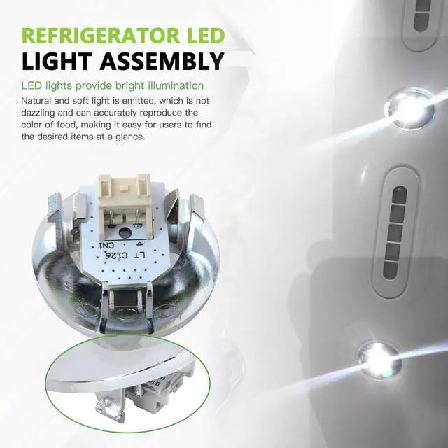 Alt view image 6 of 7 - LED Refrigerator Light Bulb & Cover Assembly Fit for GE WR55X11132, WR55X25754, 3033142, PS4704284 Compatible with PFE28RSHFSS, PWE23KELBDS, PWE23KELCDS, PWE23KELDDS, PWE23KELEDS, PWE23KELFDS(1 Pack)