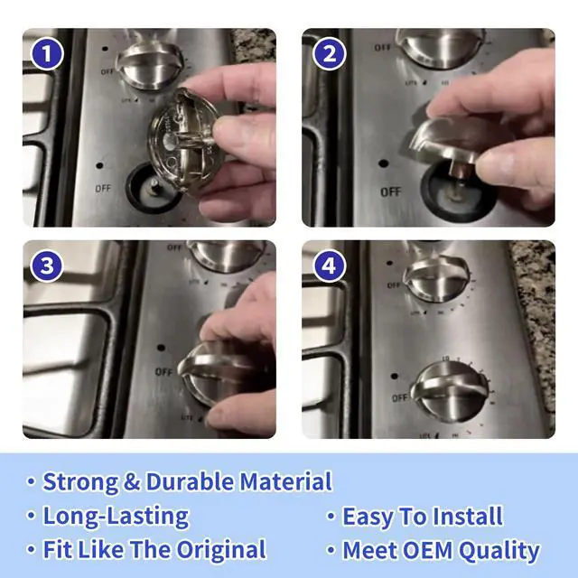 Alt view image 5 of 5 - 5 Pack WB03T10284 Burner Control Knobs Compatible with GE Range/Stove/Oven Replaces 1373043 AP4346312 AH2321076 EAP2321076