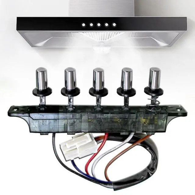 Alt view image 2 of 7 - Range Hood Keyboard Switch - Universal Piano Type 5 Button Control Board