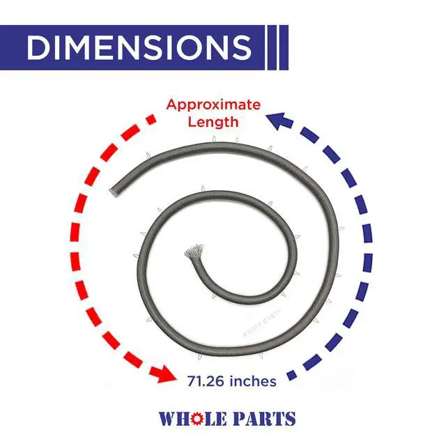 Alt view image 2 of 6 - Upgraded Range Oven Door Gasket Seal Part# WP4455381 | Includes 21 Mounting Clips - Compatible with Select KitchenAid and Whirlpool Ranges and Ovens