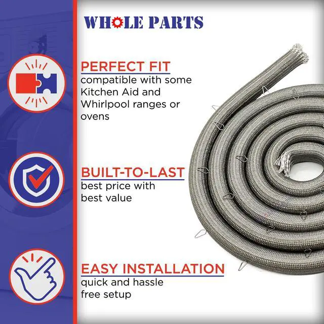 Alt view image 5 of 6 - Upgraded Range Oven Door Gasket Seal Part# WP4455381 | Includes 21 Mounting Clips - Compatible with Select KitchenAid and Whirlpool Ranges and Ovens