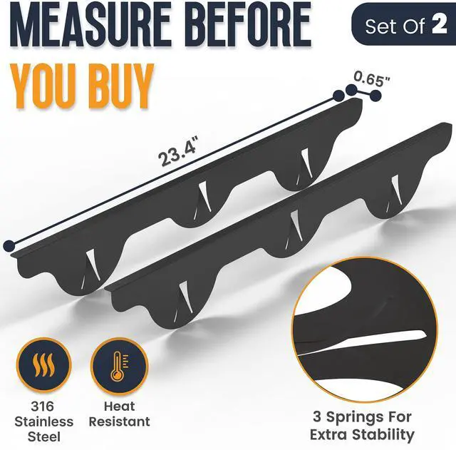 Alt view image 2 of 7 - Lindas Essentials Stove Gap Covers Stainless Steel (2 Pack), 316 Stainless Steel Stove Gap Covers Heat Resistant Oven Gap Filler Seals Spaces Between Stovetop and Counter (23.4 Inches, Black (Steel))