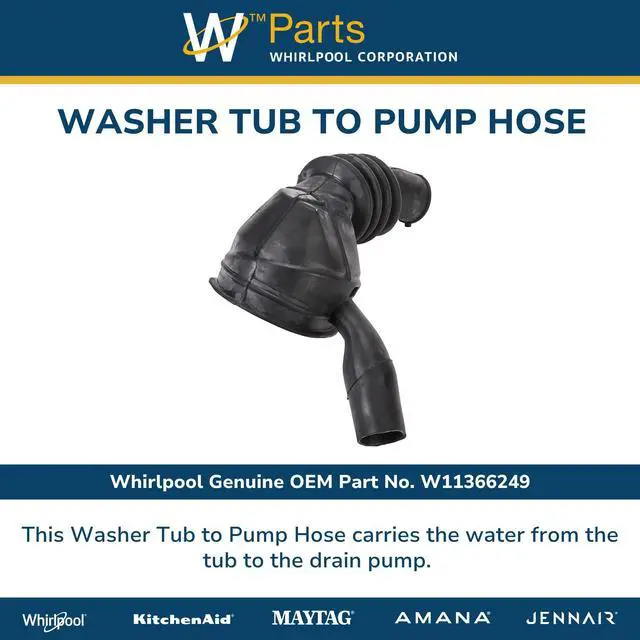 Alt view image 3 of 4 - W11366249 Genuine OEM Washer Tub to Pump Hose Replacement Part - Replaces W10609566, WP8540012, and 8540012