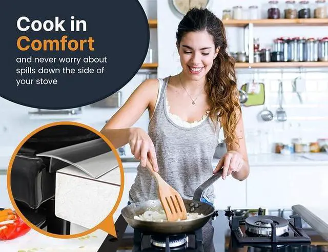 Alt view image 2 of 6 - Lindas Essentials Silicone Stove Gap Covers (2 Pack), Heat Resistant Oven Gap Filler Seals Gaps Between Stovetop and Counter, Easy to Clean Stove Gap Guard (30 Inches, Clear)