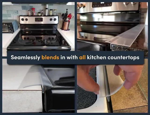 Alt view image 6 of 6 - Lindas Essentials Silicone Stove Gap Covers (2 Pack), Heat Resistant Oven Gap Filler Seals Gaps Between Stovetop and Counter, Easy to Clean Stove Gap Guard (30 Inches, Clear)
