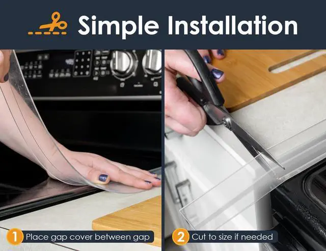 Alt view image 5 of 6 - Lindas Essentials Silicone Stove Gap Covers (2 Pack), Heat Resistant Oven Gap Filler Seals Gaps Between Stovetop and Counter, Easy to Clean Stove Gap Guard (30 Inches, Clear)