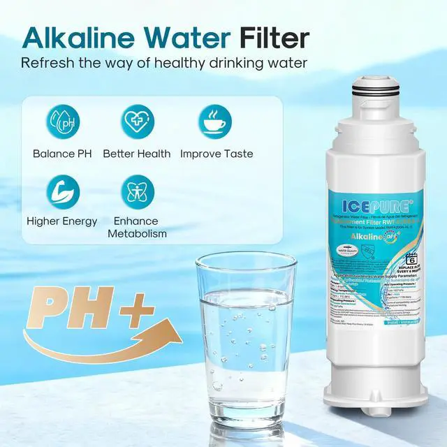 Alt view image 4 of 7 - Alkaline DA97-17376B Refrigerator Water Filter Replacement for Samsung HAF-QIN/EXP, DA97-08006C, WD-F45, WS645A RS27T5200SR RS22T5201SR RF28R7201SR RF32CG5400SR RF23M8070SG, Enhances PH, 1Pack