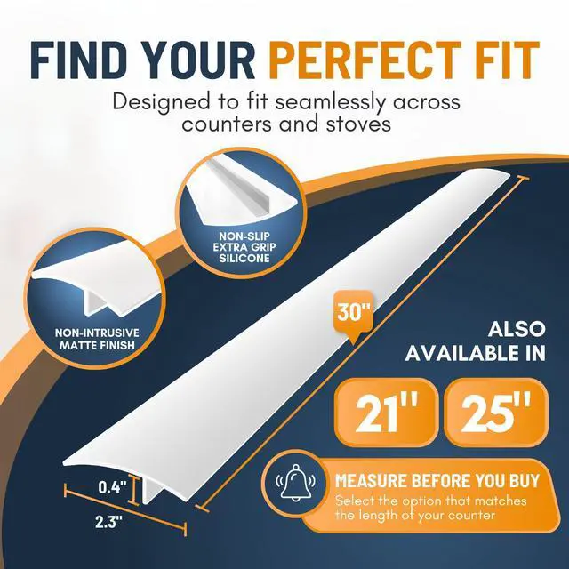 Alt view image 2 of 7 - Lindas Essentials Silicone Stove Gap Covers (2 Pack), Heat Resistant Oven Gap Filler Seals Gaps Between Stovetop and Counter, Easy to Clean Stove Gap Guard (30 Inches, White)