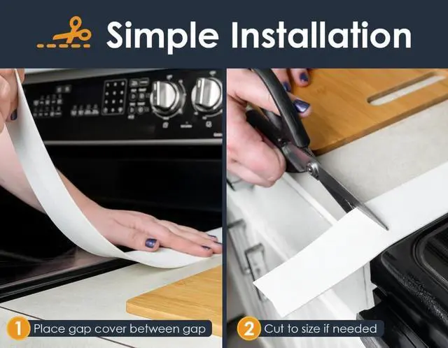 Alt view image 7 of 7 - Lindas Essentials Silicone Stove Gap Covers (2 Pack), Heat Resistant Oven Gap Filler Seals Gaps Between Stovetop and Counter, Easy to Clean Stove Gap Guard (30 Inches, White)