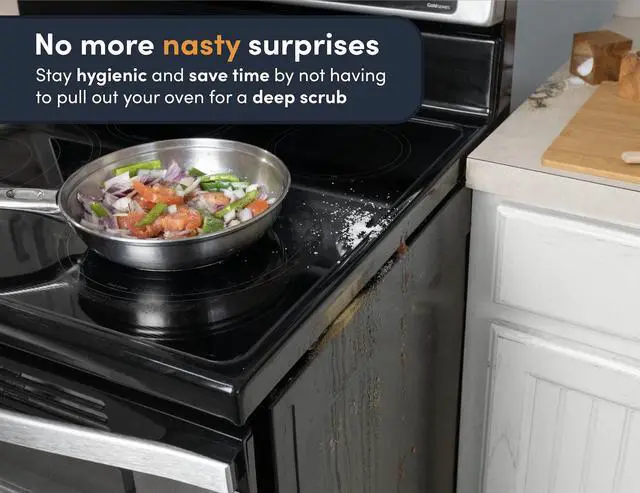 Alt view image 4 of 7 - Lindas Essentials Silicone Stove Gap Covers (2 Pack), Heat Resistant Oven Gap Filler Seals Spaces Between Stovetop and Counter, Easy to Clean Stove Side Guard (30 Inches, Black)