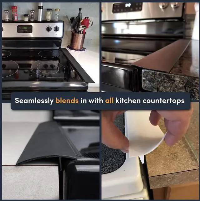 Alt view image 7 of 7 - Lindas Essentials Silicone Stove Gap Covers (2 Pack), Heat Resistant Oven Gap Filler Seals Spaces Between Stovetop and Counter, Easy to Clean Stove Side Guard (30 Inches, Black)