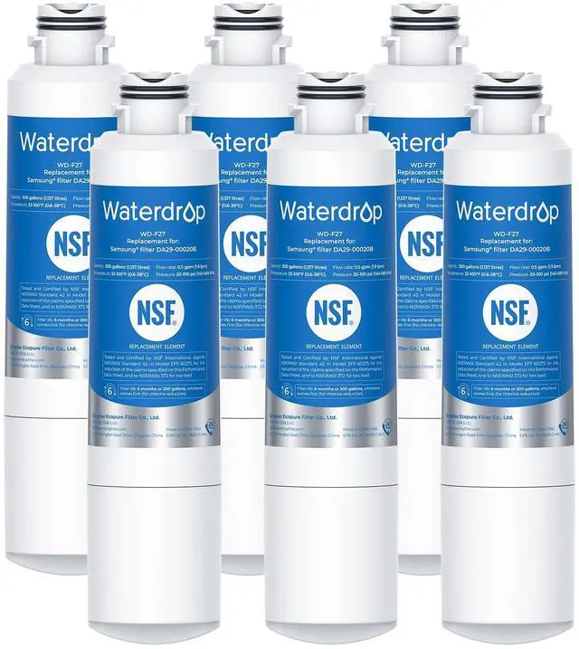 Main image of Water Filter, Replacement for Samsung® HAF-CIN/EXP, 6 Pack | DA29-00020B, DA97-08006A, 46-9101, HDX FMS-2, RF263BEAESR, Reduce Chlorine, bad Taste and Odor, Refrigerator Water Filter