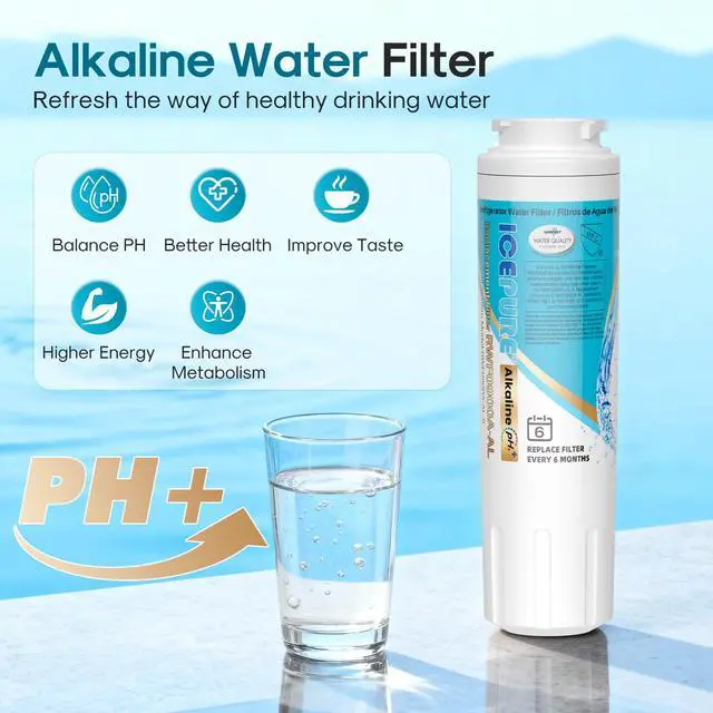 Alt view image 4 of 7 - Alkaline UKF8001 Refrigerator Water Filter Replacement for Whirlpool EDR4RXD1, EveryDrop Filter 4, Maytag UKF8001, 4396395, UKF8001P, UKF8001AXX, RFC0900A, UKF8001AXX-200, Enhances PH, 2Pack