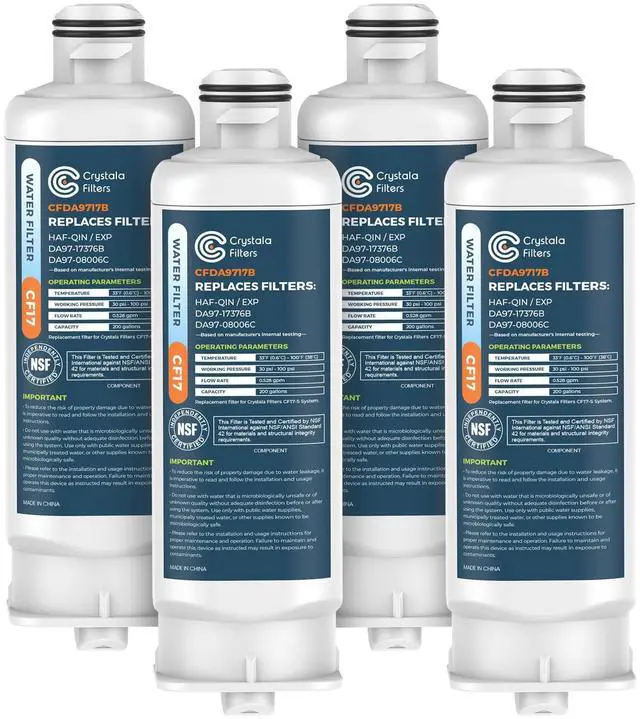 Main image of Replacement for Samsung Water Filter DA97-17376B 4 Pack | NSF 42 Compatible with Samsung HAF-QIN, HAF-QIN/EXP, DA97-08006C, RF23M8070SG, RF23M8070SR, RF23M8090SG, RF23M8570SR