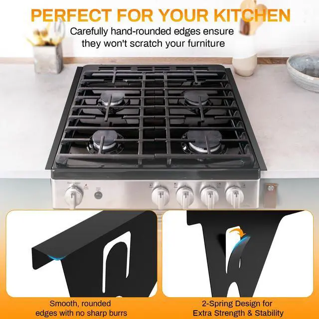 Alt view image 3 of 7 - 316 Stainless Steel Stove Gap Covers 2Pack, Stove Gap Filler, Black | Oven Side Gap Filler, Range Trim Kit, Guard Between Stove and Countertop, Heat Resistant Easy Clean, Length 23.4" Width 0.78"