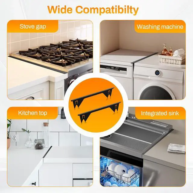 Alt view image 5 of 7 - 316 Stainless Steel Stove Gap Covers 2Pack, Stove Gap Filler, Black | Oven Side Gap Filler, Range Trim Kit, Guard Between Stove and Countertop, Heat Resistant Easy Clean, Length 23.4" Width 0.78"