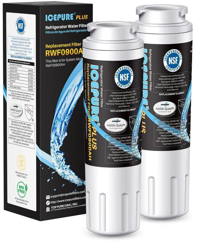 Main image of PLUS UKF8001 Replacement for Whirlpool Filter 4, EDR4RXD1, 2 Pack | NSF/ANSI 53 Certified RWF0900AH Replacement for EveryDrop EDR4RXD1, Maytag UKF8001AXX, UKF8001P, Whirlpool 4396395, 46-9006