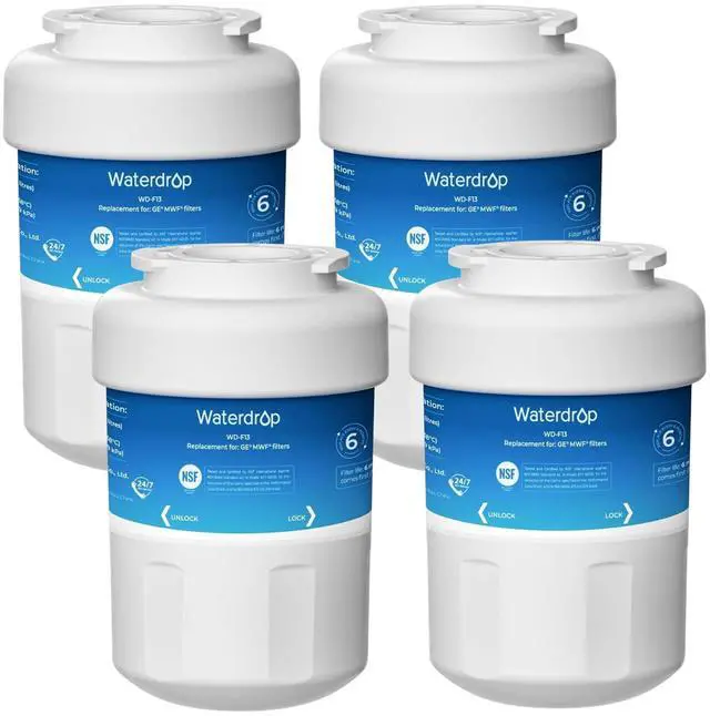 Main image of WD-F13 Refrigerator Water Filter Replacement for GE® MWF®, 4 Pack | Replacement for SmartWater® MWFP, MWFINT, MWFA, GWF, HDX FMG-1, Kenmore® 9991, GSE25GSHECSS, WFC1201