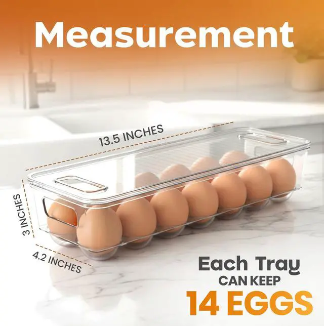 Alt view image 3 of 7 - Egg Holder for Fridge, Stackable Egg Container, 2 Pack, Clear | With Lid and Handle, For Refrigerator Organization, Egg Holder For Kitchen or Pantry Organizers and Storage