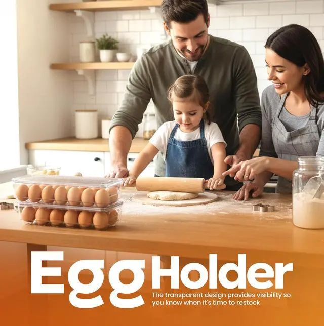 Alt view image 4 of 7 - Egg Holder for Fridge, Stackable Egg Container, 2 Pack, Clear | With Lid and Handle, For Refrigerator Organization, Egg Holder For Kitchen or Pantry Organizers and Storage