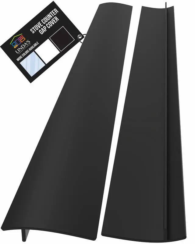 Main image of Lindas Essentials Silicone Stove Gap Covers (2 Pack), Heat Resistant Oven Gap Filler Seals Gaps Between Stovetop and Counter, Easy to Clean Stove Gap Guard (25 Inches, Black)