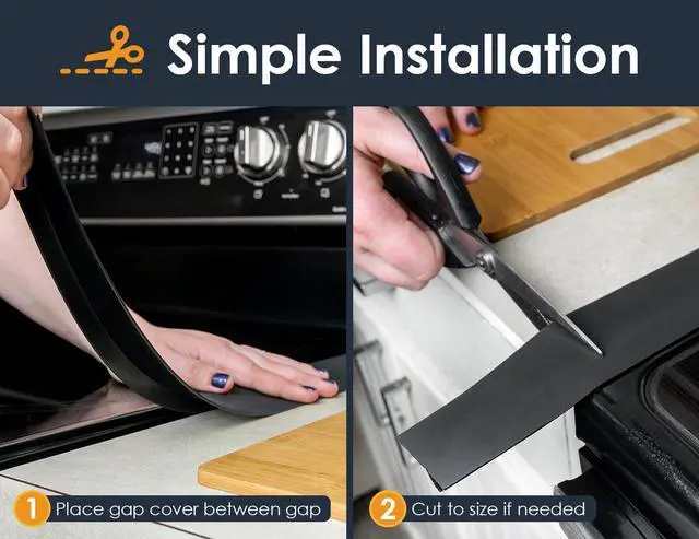 Alt view image 6 of 7 - Lindas Essentials Silicone Stove Gap Covers (2 Pack), Heat Resistant Oven Gap Filler Seals Spaces Between Stovetop and Counter, Easy to Clean Stove Side Guard (30 Inches, Black)