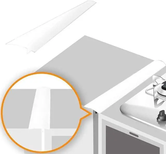 Main image of Lindas Essentials Silicone Stove Gap Covers (2 Pack), Heat Resistant Oven Gap Filler Seals Spaces Between Stovetop and Counter, Easy to Clean Stove Side Guard (25 Inches, White)