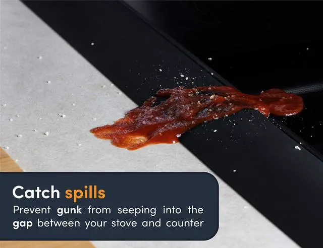 Alt view image 7 of 7 - Lindas Essentials Silicone Stove Gap Covers (2 Pack), Heat Resistant Oven Gap Filler Seals Gaps Between Stovetop and Counter, Easy to Clean Stove Gap Guard (25 Inches, Black)